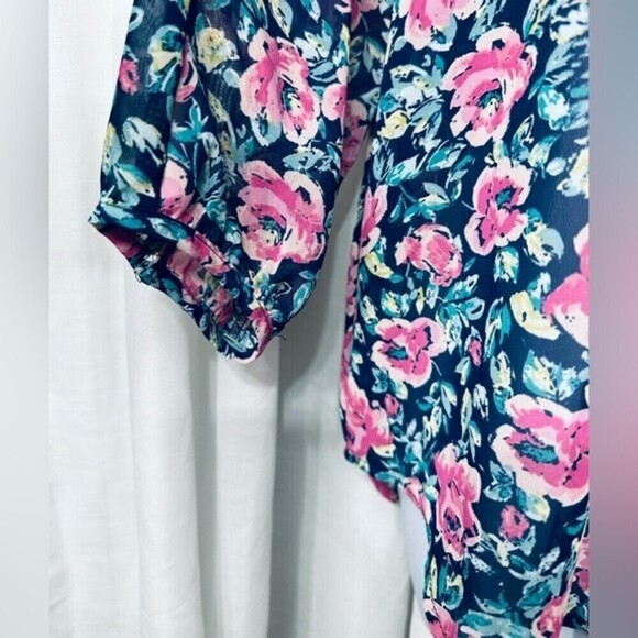 LC Lauren Conrad Floral Print‎ Sheer Button Down Blouse Size Small Multicolored - Picture 6 of 12